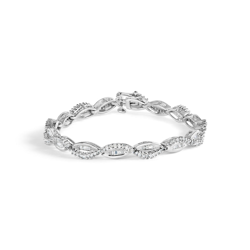 Bids.com 14K White Gold 2.00 Cttw Diamond Swirl and Pear Shape Link Bracelet (I-J Color, I2-I3 Clarity) - 7" Bracelets White Smoke White.Gold / 7