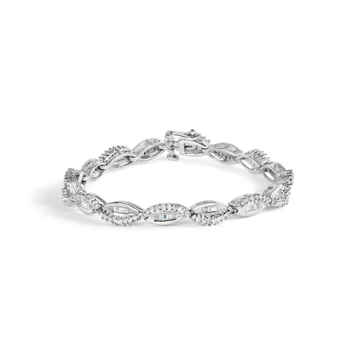 Bids.com 14K White Gold 2.00 Cttw Diamond Swirl and Pear Shape Link Bracelet (I-J Color, I2-I3 Clarity) - 7" Bracelets White Smoke White.Gold / 7