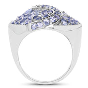 Bids.com 3.65 Carat Genuine Tanzanite .925 Sterling Silver Ring Rings White Smoke size 6.00,size 8.00,size 7.00,size 9.00,size 6.50,size 5.00,size 10.00