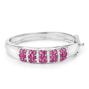 Bids.com 6.65 Carat Genuine Ruby and White Topaz .925 Sterling Silver Bracelet Bracelets White Smoke size 7.00,size 7.50