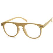zeroUV Artistic Wood Print Indie Key Hole Flat Top Round Clear Lens Glasses 9152 Glasses White Smoke Light Wood,Grey Wood,Taupe Wood,Blue Wood,Natural Wood