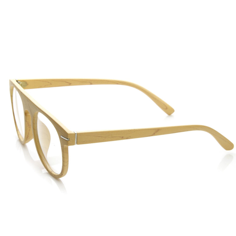 zeroUV Artistic Wood Print Indie Key Hole Flat Top Round Clear Lens Glasses 9152 Glasses White Smoke Light Wood,Grey Wood,Taupe Wood,Blue Wood,Natural Wood