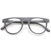 zeroUV Artistic Wood Print Indie Key Hole Flat Top Round Clear Lens Glasses 9152 Glasses White Smoke Grey Wood