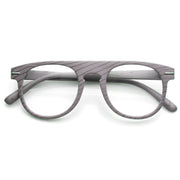 zeroUV Artistic Wood Print Indie Key Hole Flat Top Round Clear Lens Glasses 9152 Glasses White Smoke Taupe Wood