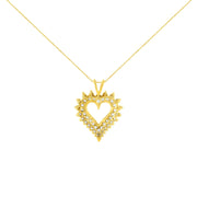 Bids.com 14K Yellow Gold Plated .925 Sterling Silver Brilliant-Cut Diamond Open Heart 18" Pendant Necklace (K-L Color, I1-I2 Clarity) Necklaces White Smoke Yellow.Sterling Silver / 18