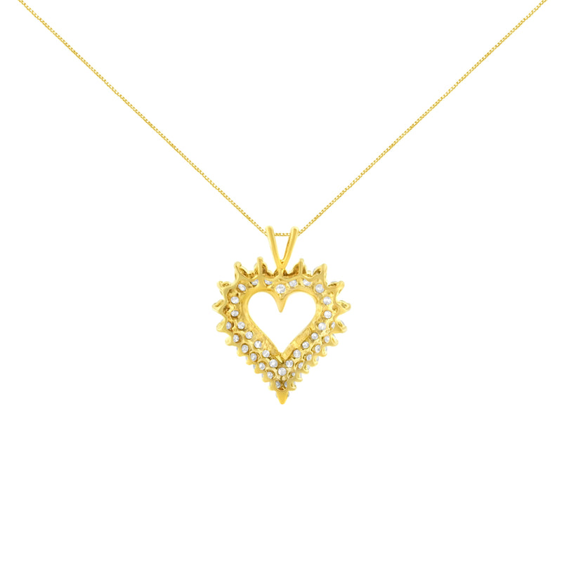 Bids.com 14K Yellow Gold Plated .925 Sterling Silver Brilliant-Cut Diamond Open Heart 18" Pendant Necklace (K-L Color, I1-I2 Clarity) Necklaces White Smoke Yellow.Sterling Silver / 18