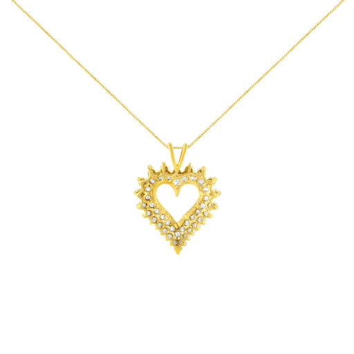 Bids.com 14K Yellow Gold Plated .925 Sterling Silver Brilliant-Cut Diamond Open Heart 18" Pendant Necklace (K-L Color, I1-I2 Clarity) Necklaces White Smoke Yellow.Sterling Silver / 18