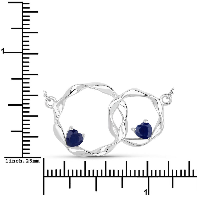 Bids.com 0.70 Carat Genuine Blue Sapphire .925 Sterling Silver Pendant Pendants White Smoke size 18.00