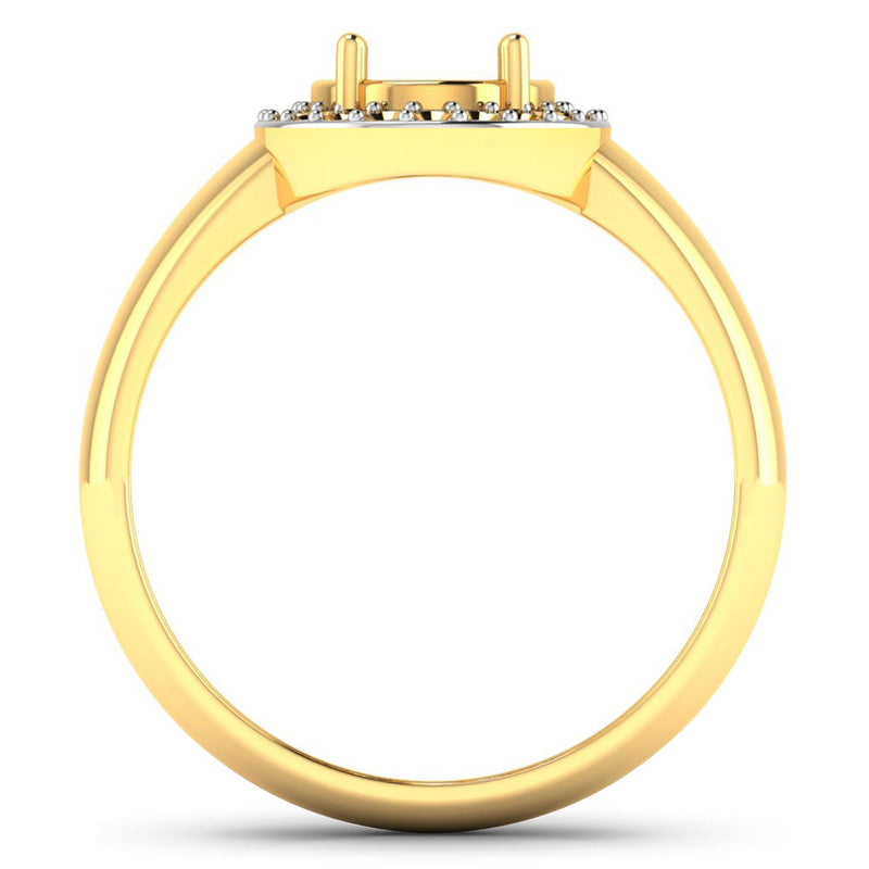 Bids.com 0.22 Carat Genuine White Diamond 14K Yellow Gold Semi Mount Ring - holds 9x7mm Oval Gemstone Rings White Smoke size 6.00,size 7.00,size 8.00