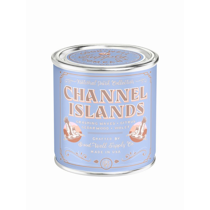 Good & Well Supply Co Channel Islands National Park Candle Candles Light Steel Blue Half Pint / 8oz / Cotton Wick,Pint / 14oz / Cotton Wick