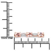 Bids.com 1.38 Carat Genuine Morganite and White Diamond .925 Sterling Silver Bracelet Bracelets White Smoke size 10.00