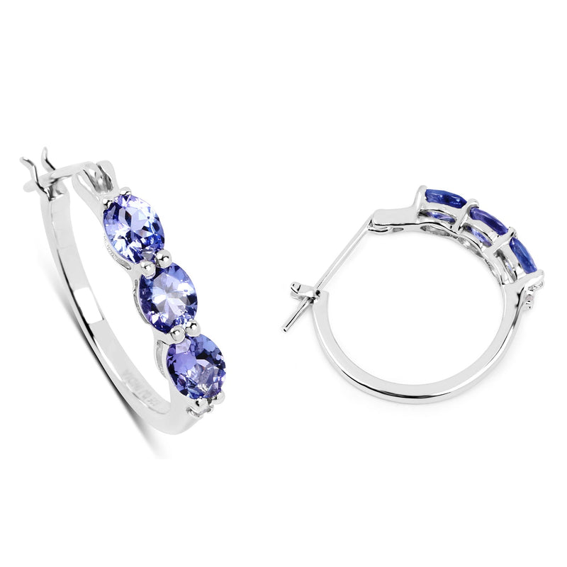 Bids.com 1.99 Carat Genuine Tanzanite and White Diamond .925 Sterling Silver Earrings Earrings White Smoke