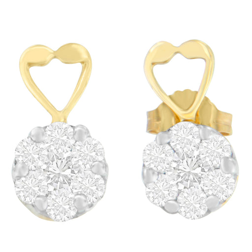 Bids.com 14K Yellow Gold 1ct. TDW Round-cut Diamond Earrings (I-J,SI2-I1) Earrings White Smoke Yellow.Gold / 1.14