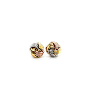 Bids.com Love Knot Post Earrings in 14k Tri Color Gold Earrings White Smoke Tri-Color Gold