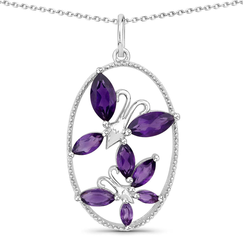 Bids.com 2.12 Carat Genuine Amethyst .925 Sterling Silver Pendant Pendants White Smoke