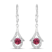 Bids.com 1.20 Carat Genuine Pink Tourmaline .925 Sterling Silver Earrings Earrings White Smoke