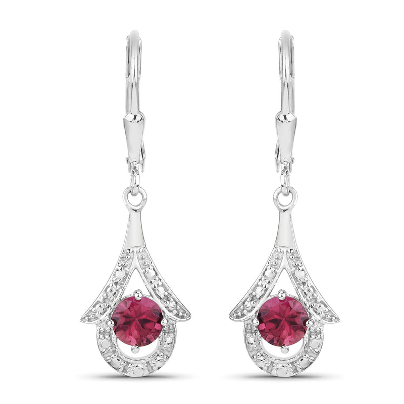 Bids.com 1.20 Carat Genuine Pink Tourmaline .925 Sterling Silver Earrings Earrings White Smoke
