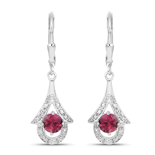 Bids.com 1.20 Carat Genuine Pink Tourmaline .925 Sterling Silver Earrings Earrings White Smoke