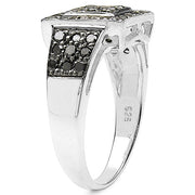 Bids.com 0.77 Carat Genuine Black Diamond .925 Sterling Silver Ring Rings White Smoke size 7.00,size 6.00,size 8.00,size 9.00