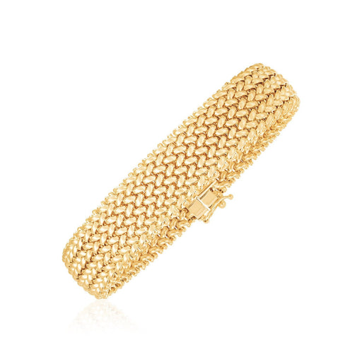Bids.com 14k Yellow Gold High Polish Thick Braided Bracelet (14.5mm) Bracelets White Smoke 7 / Yellow Gold