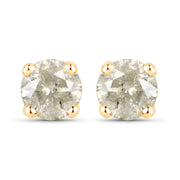 Bids.com 1.16 Carat Genuine LB Diamond 14K Yellow Gold Earrings Earrings White Smoke