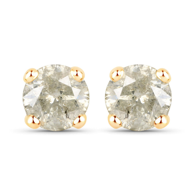 Bids.com 1.16 Carat Genuine LB Diamond 14K Yellow Gold Earrings Earrings White Smoke