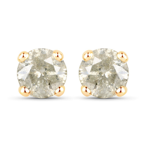 Bids.com 1.16 Carat Genuine LB Diamond 14K Yellow Gold Earrings Earrings White Smoke