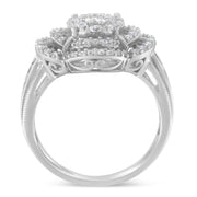 Bids.com 14K White Gold 1.0 Cttw Round & Baguette Cut Diamond Floral Cluster Quatrefoil Channel Set Band Cocktail Statement Ring (H-I Color, SI2-I1 Clarity) - Size 6-3/4 Rings White Smoke 7 / White.Gold,7.25 / White.Gold,6.75 / White.Gold