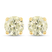 Bids.com 1.12 Carat Genuine LB Diamond 14K Yellow Gold Earrings Earrings White Smoke