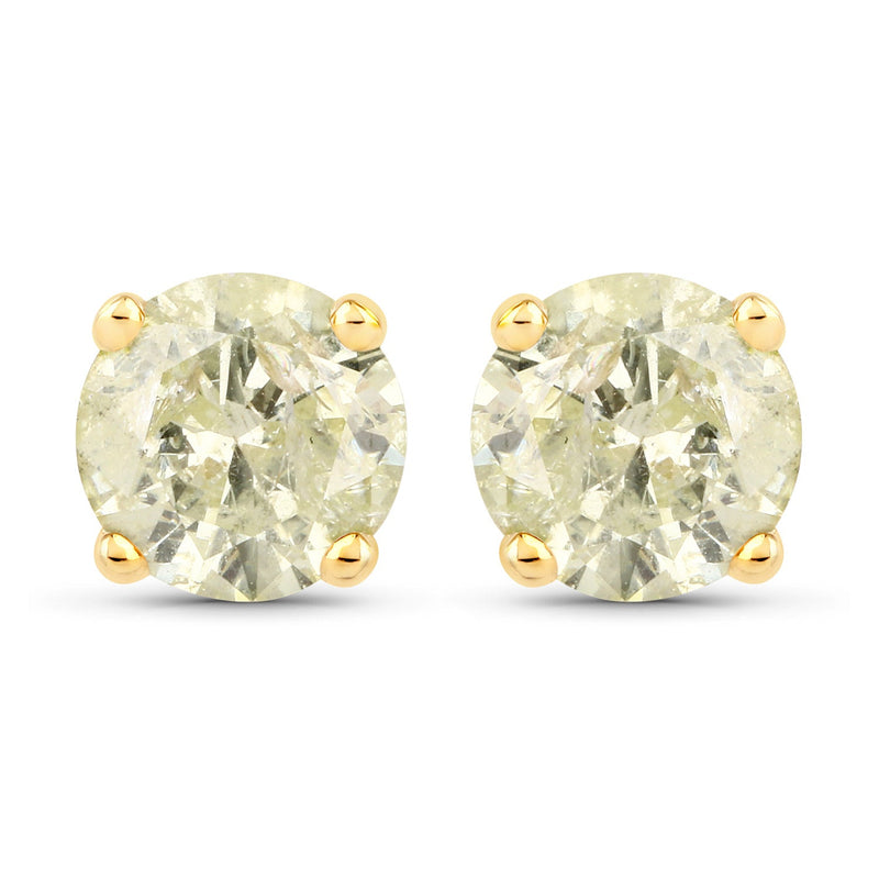 Bids.com 1.12 Carat Genuine LB Diamond 14K Yellow Gold Earrings Earrings White Smoke