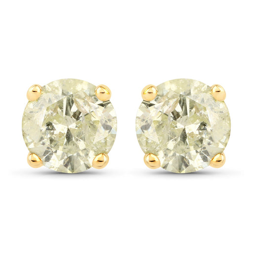 Bids.com 1.12 Carat Genuine LB Diamond 14K Yellow Gold Earrings Earrings White Smoke