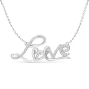 Bids.com .925 Sterling Silver 1/4 Cttw Diamond Cursive "Love" 18" Pendant Necklace (H-I Color, I1-I2 Clarity) Necklaces White Smoke White.Sterling Silver / 18