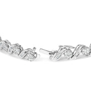 Bids.com 14K White Gold 2.00 Cttw Diamond Cluster and Spiral Link Bracelet (I-J Color, I1-I2 Clarity) - 7" Bracelets White Smoke White.Gold / 7
