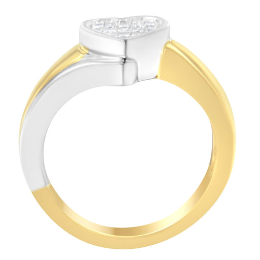 Bids.com 14K Two-Toned Gold Princess-Cut Diamond Heart Promise Ring (1/4 Cttw, H-I Color, I1-I2 Clarity) - Size 6 Rings White Smoke 7 / 14k Yellow and White Gold,6 / YellowWhite.Gold