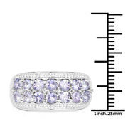 Bids.com 1.44 Carat Genuine Tanzanite & White Topaz .925 Sterling Silver Ring Rings White Smoke size 6.00,size 7.00,size 8.00,size 9.00,size 5.00