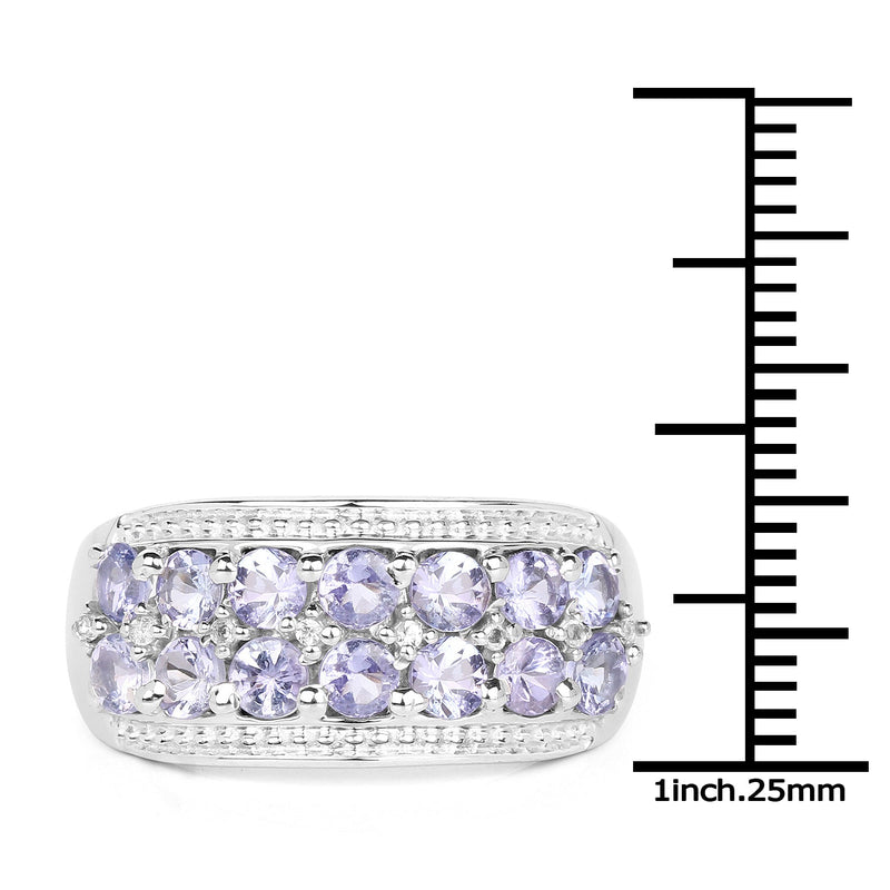 Bids.com 1.44 Carat Genuine Tanzanite & White Topaz .925 Sterling Silver Ring Rings White Smoke size 6.00,size 7.00,size 8.00,size 9.00,size 5.00