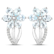 Bids.com 1.54 Carat Genuine Aquamarine and White Topaz .925 Sterling Silver Earrings Earrings White Smoke