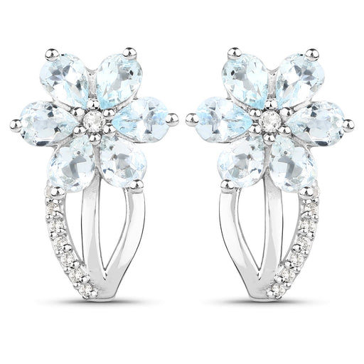 Bids.com 1.54 Carat Genuine Aquamarine and White Topaz .925 Sterling Silver Earrings Earrings White Smoke