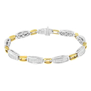 Bids.com 14K Yellow and White Gold 2.0 Cttw Princess Cut Diamond Tapered and Equal Sign Link Bracelet (G-H Color, SI1-SI2 Clarity) - 7" Bracelets White Smoke YellowWhite.Gold / 7