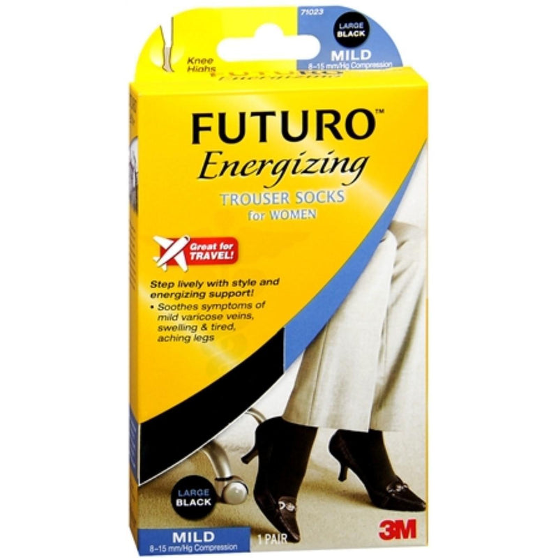 Futuro Futuro Energizing Trouser Socks For Women Mild Compression Black Large Socks Black