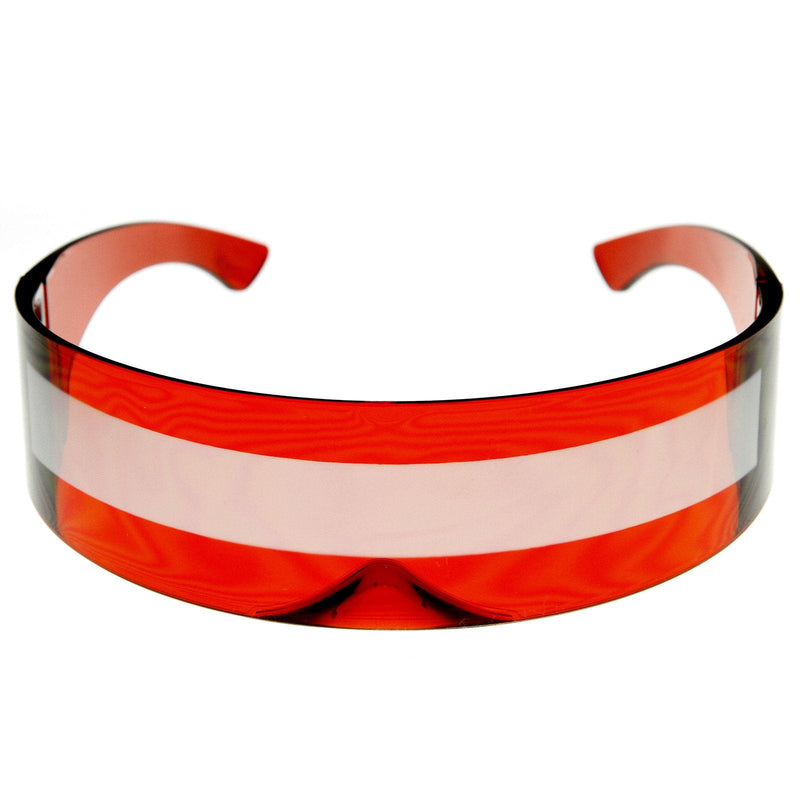 zeroUV Futuristic Retro Mirror Wrap Around Shield Sunglasses 8762 Sunglasses White Smoke Clear Red Smoke