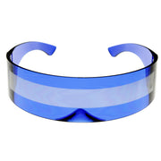 zeroUV Futuristic Retro Mirror Wrap Around Shield Sunglasses 8762 Sunglasses White Smoke Clear Blue Smoke