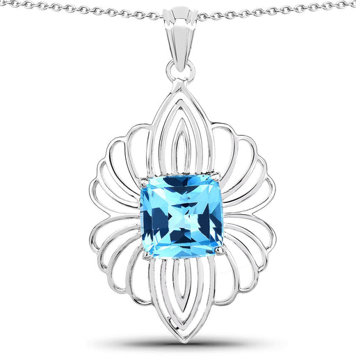 Bids.com 8.18 Carat Genuine Swiss Blue Topaz .925 Sterling Silver Pendant Pendants White Smoke