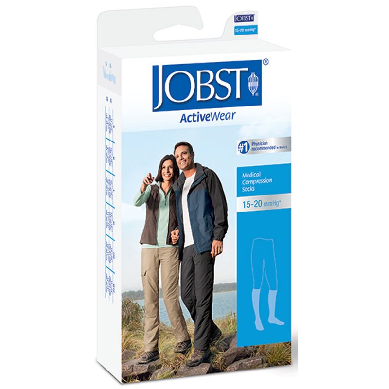 Jobst Jobst Unisex ActiveWear Knee High Socks - 15-20 mmHg Black Medium Health & Beauty White Smoke