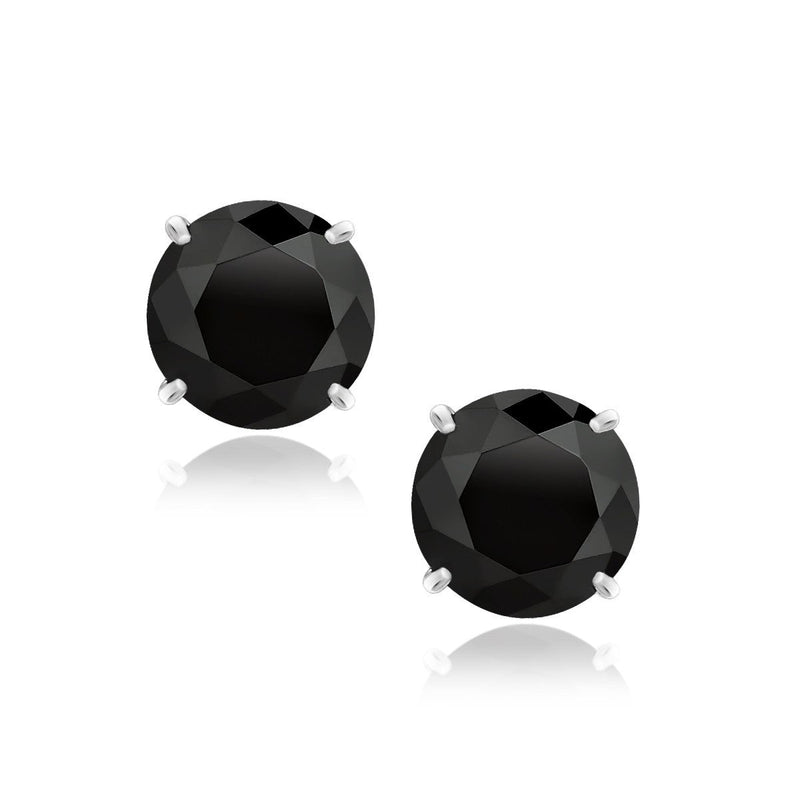 Bids.com 14k White Gold 8.0mm Round Black CZ Stud Earrings Earrings White Smoke White Gold