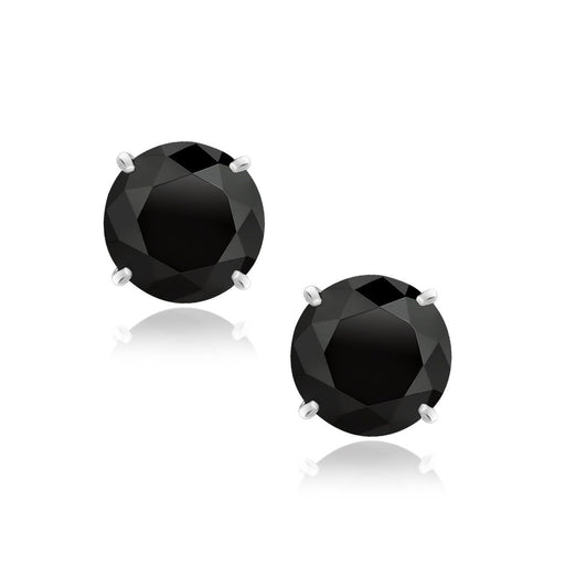 Bids.com 14k White Gold 8.0mm Round Black CZ Stud Earrings Earrings White Smoke White Gold