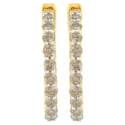 Bids.com 10K Yellow Gold Plated Sterling Silver Diamond Hoop Earrings (2 cttw, K-L Color, I2-I3 Clarity) Earrings White Smoke Yellow.Sterling Silver / 2