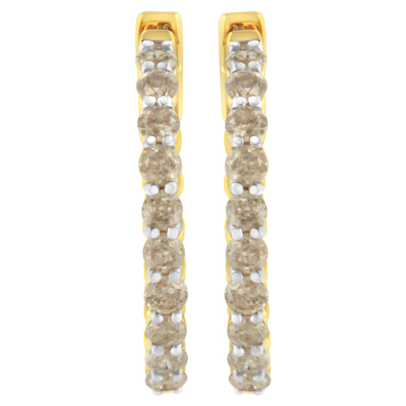 Bids.com 10K Yellow Gold Plated Sterling Silver Diamond Hoop Earrings (2 cttw, K-L Color, I2-I3 Clarity) Earrings White Smoke Yellow.Sterling Silver / 2