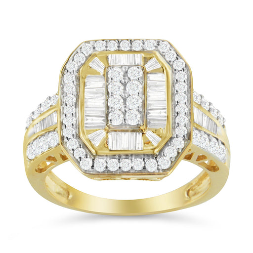 Bids.com 10K Yellow Gold 1.0 Cttw Diamond Vintage Inspired Baguette-Cut Double Halo Emerald-Shaped Frame Cocktail Ring (I-J Color, I1-I2 Clarity) - Size 6-1/2 Rings White Smoke 8 / Yellow.Gold,7.5 / Yellow.Gold,7 / Yellow.Gold,6.5 / Yellow.Gold