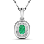 Bids.com 1.50 Carat Genuine Zambian Emerald and White Diamond 14K White Gold Pendant Pendants White Smoke
